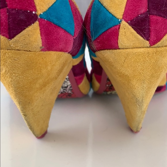 Funky suede patchwork heels - Picture 4 of 5